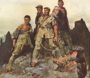 河北省保定市易縣狼牙山戰鬥中的八路軍5位英雄，因寧死不屈英勇抗擊日軍，被譽為「狼牙山五壯士」。