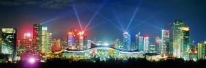 深圳市中心建築群夜景。